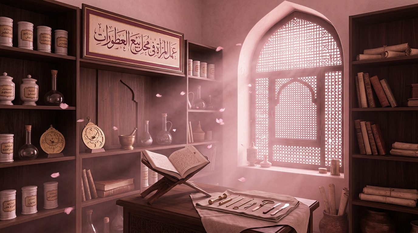 عمل المرأة في محل بيع العطورات - Image 1